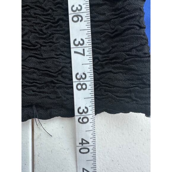 Vintage 80s Glam Cocktail Prom Dress Womens Small Black Blue Short Bow Ruffle - Picture 10 of 12